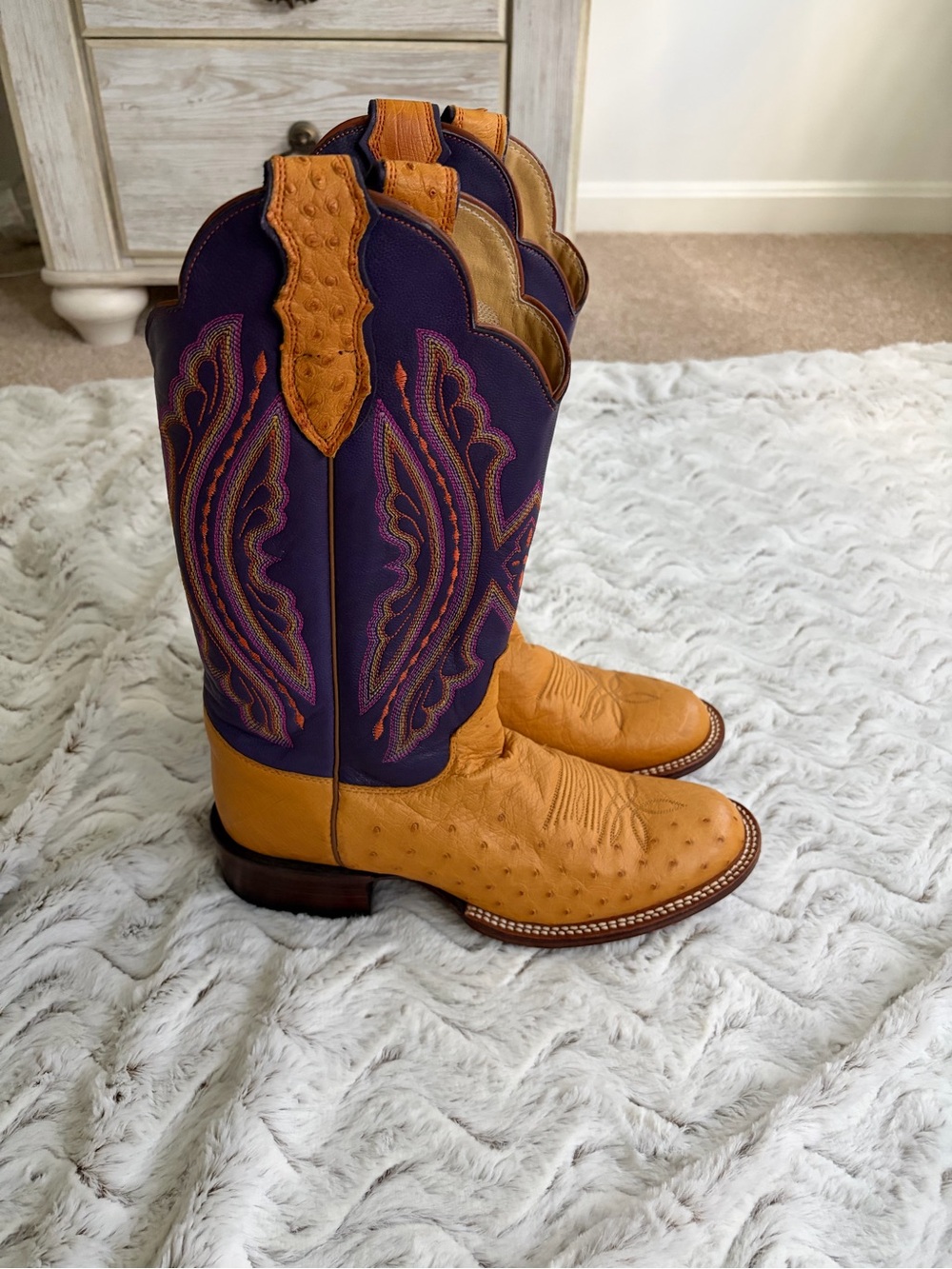 Women's Two-Tone Purple & Tan Western Cowboy Boots - Picture 2 of 7